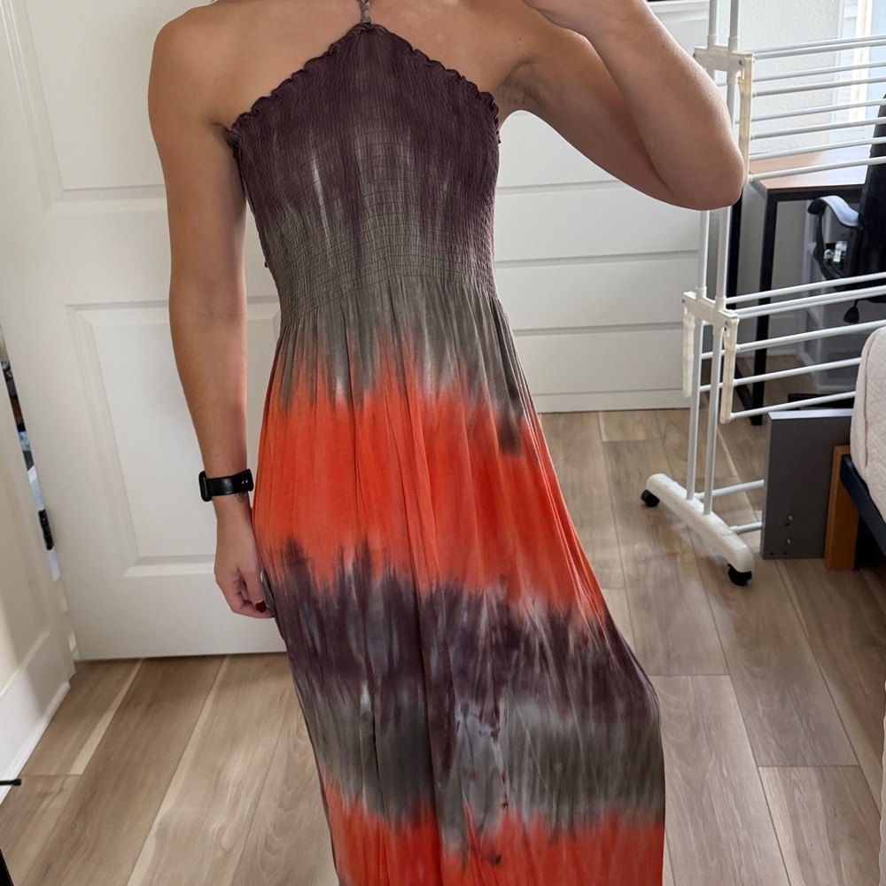 Tie-Dye Halter Maxi Dress